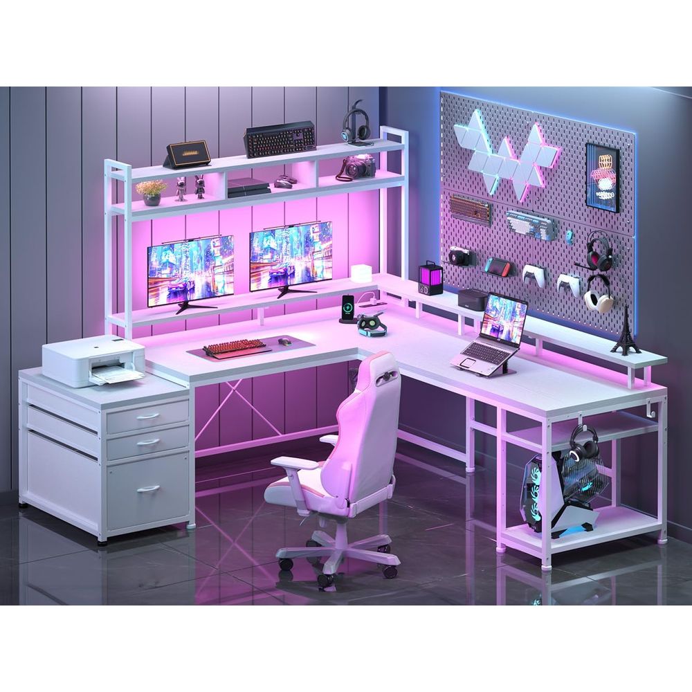 Desk Setup No Monitor - Meja Kerja Bentuk L 104-inci untuk