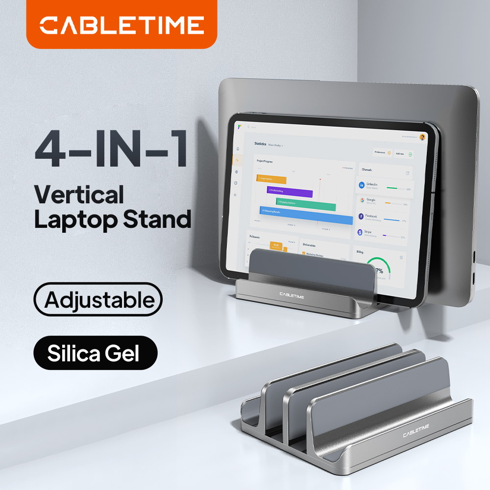 Vertical Laptop Stand - CABLETIME Stand Laptop Vertikal Aluminium untuk