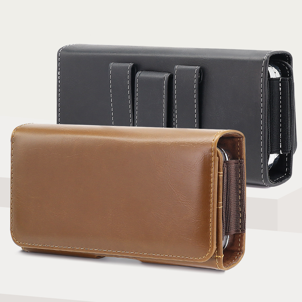 Dual Phone Holder - Kantong Ponsel Kulit PU Universal Horizontal