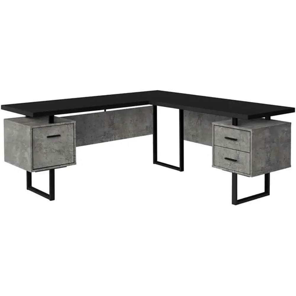 Desk Setup Black And Wood - Meja Komputer Bentuk L 70 dengan