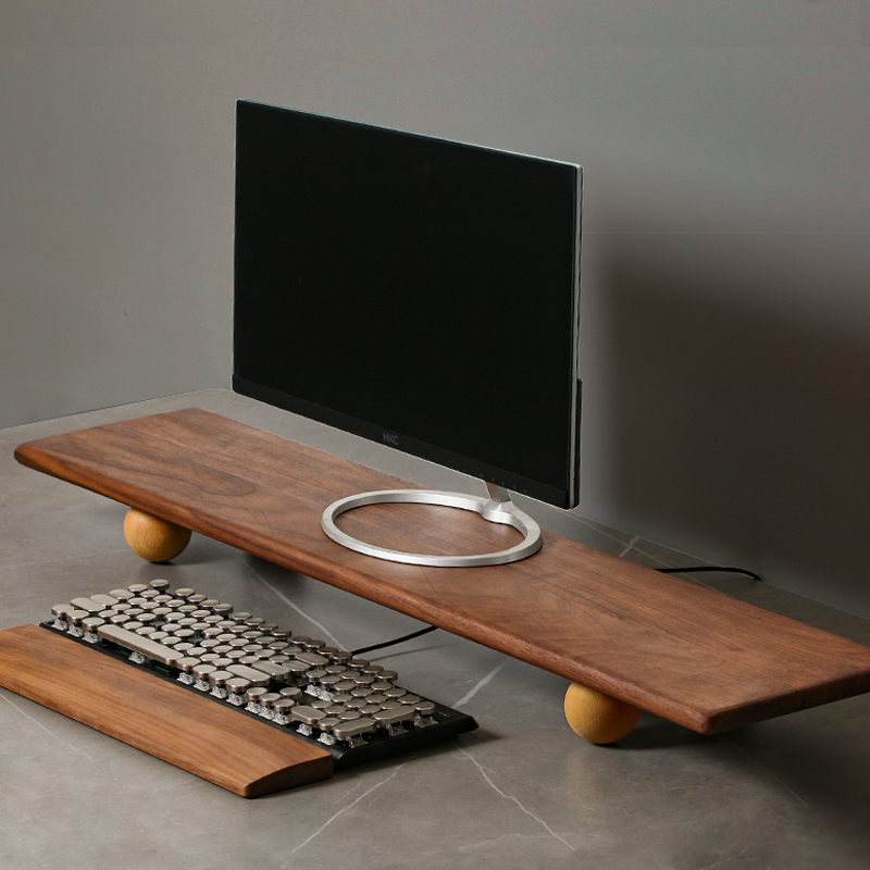 Desk Setup Laptop And Monitor - Penyangga Monitor Kayu Solid, Penyangga Laptop,