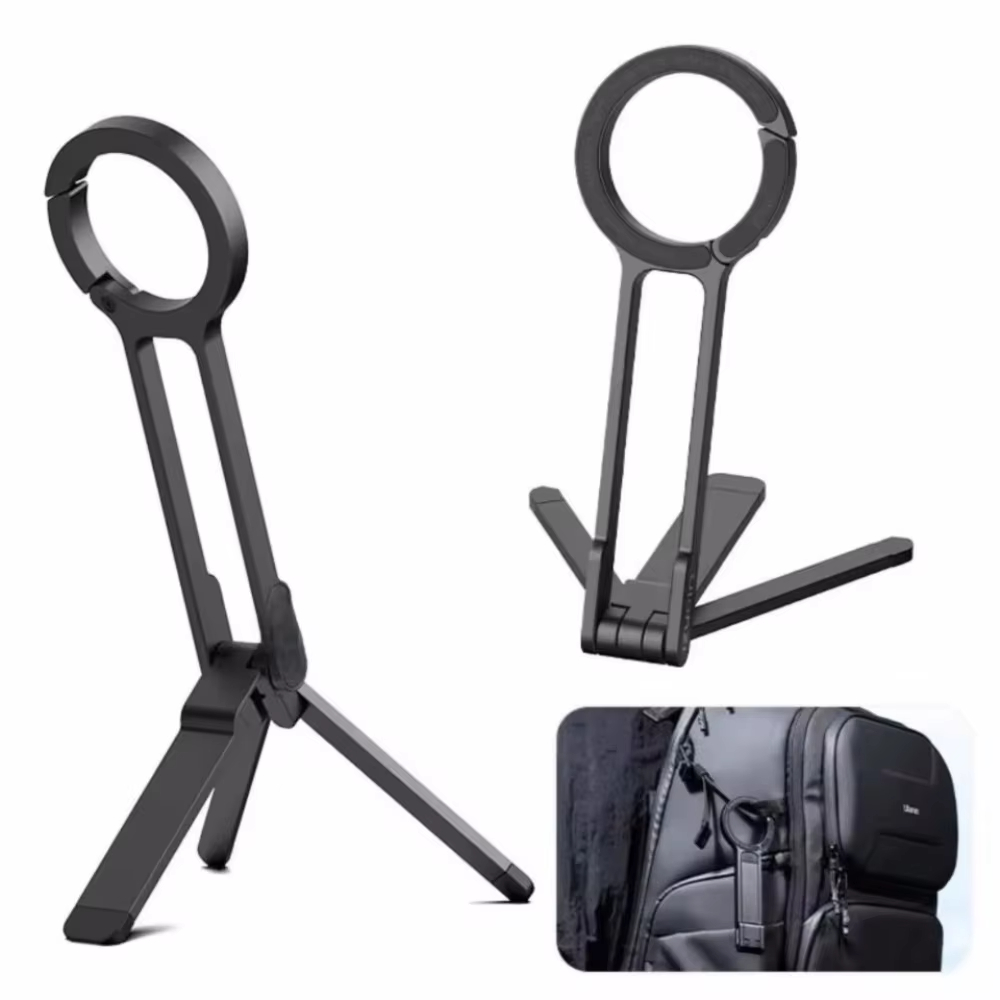 Dual Phone Holder - Tripod Ponsel Lipat dengan Carabiner untuk