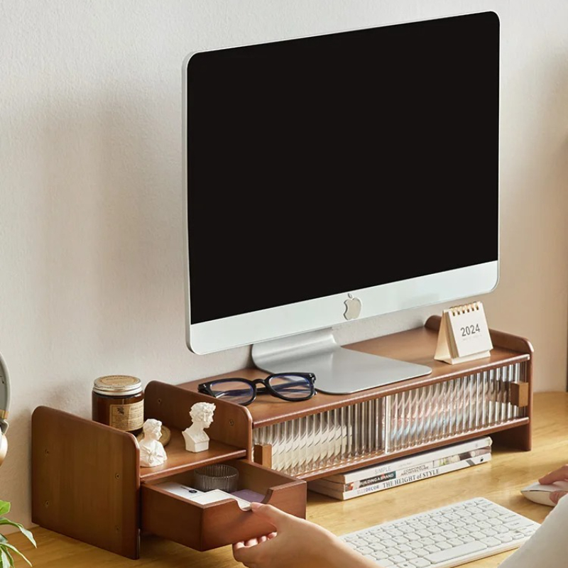 Drawer Organizer Bamboo - ‌ Dudukan Monitor dengan Laci -
