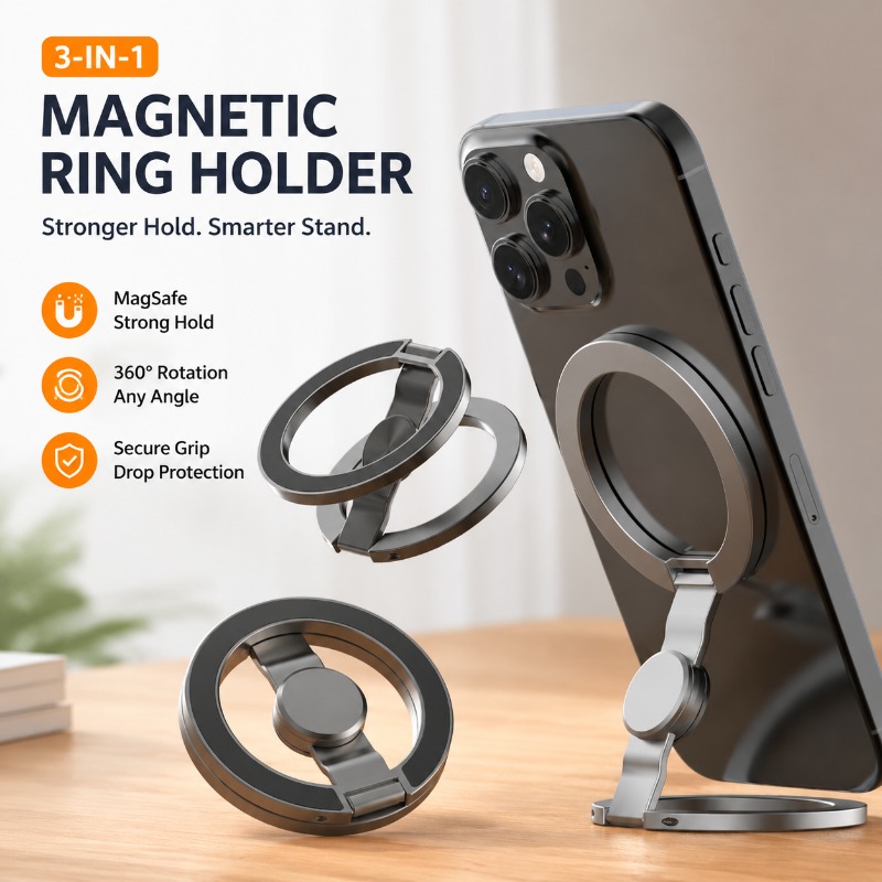 Dual Phone Holder - Magsafe Dual Ring Magnetic Phone Holder
