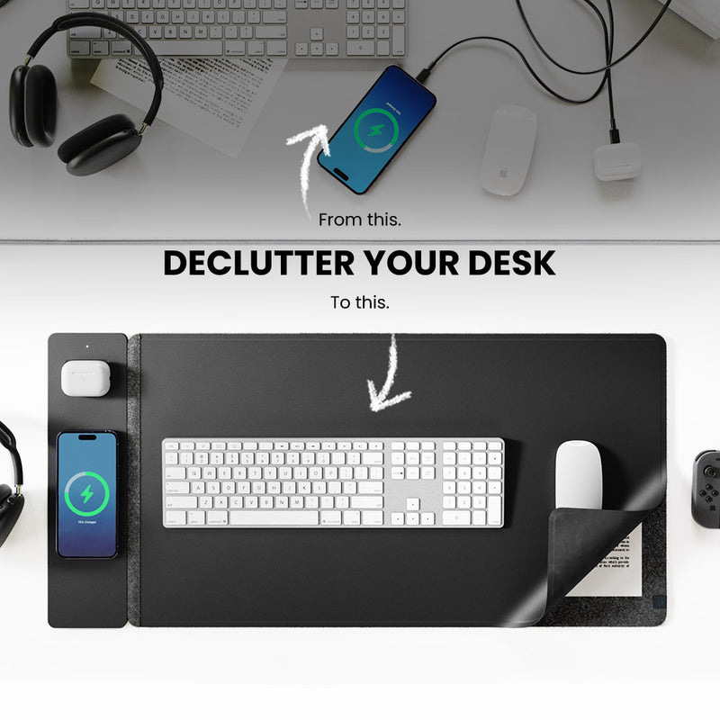 Desk Pad Leather Large - Alas Mouse Pengisi Daya Nirkabel Magnetik