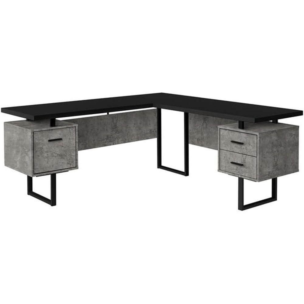 Desk Setup Black And Wood - Meja Komputer Bentuk L 70 dengan