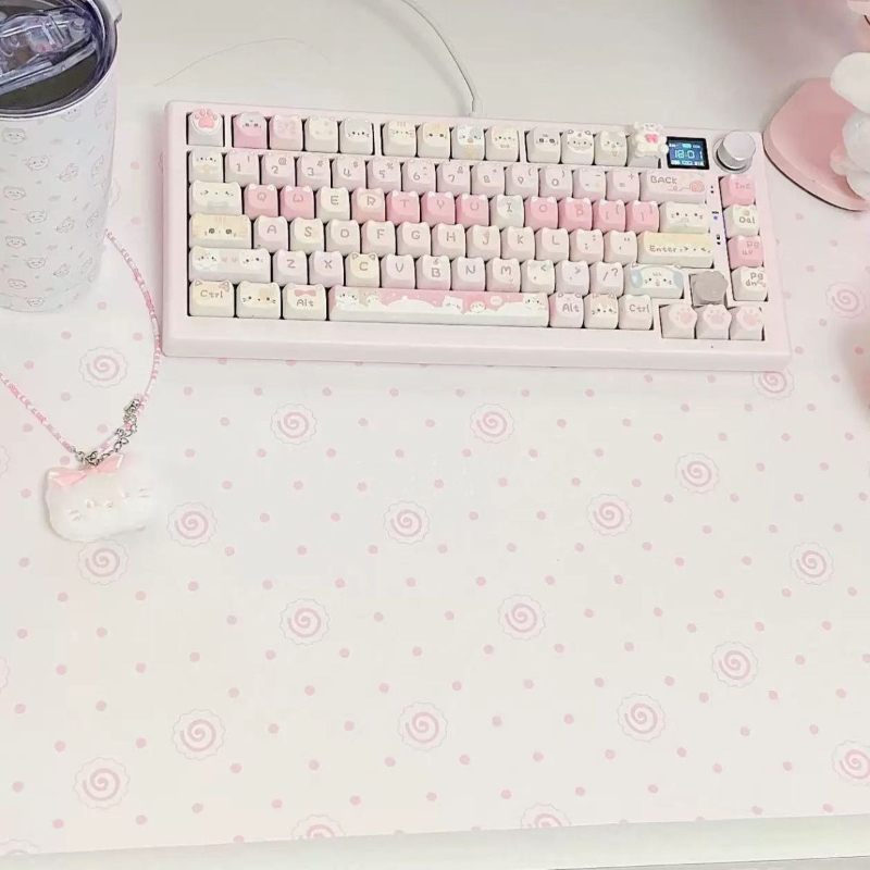 Desk Pad Leather Large - Alas Mouse Kulit PU Motif Polkadot