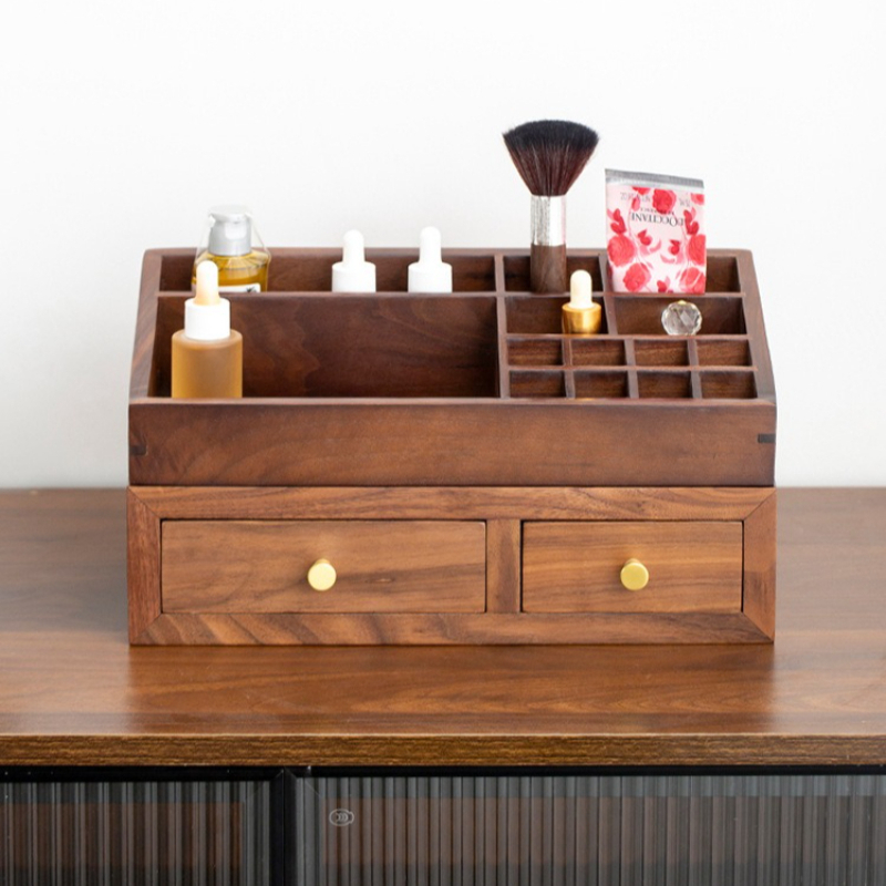 Drawer Organizer Bamboo - Organizer Kayu Solid Dua Lapis, Kotak