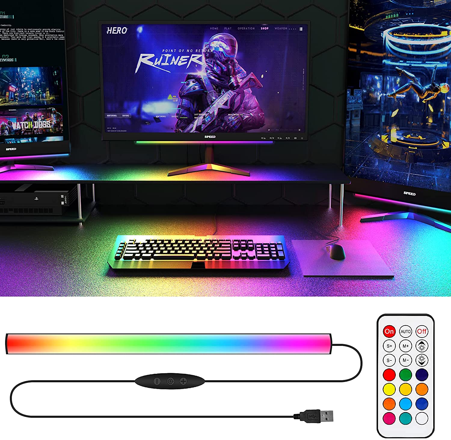 Desk Setup No Monitor - Lampu LED dekorasi ruang Game, lampu