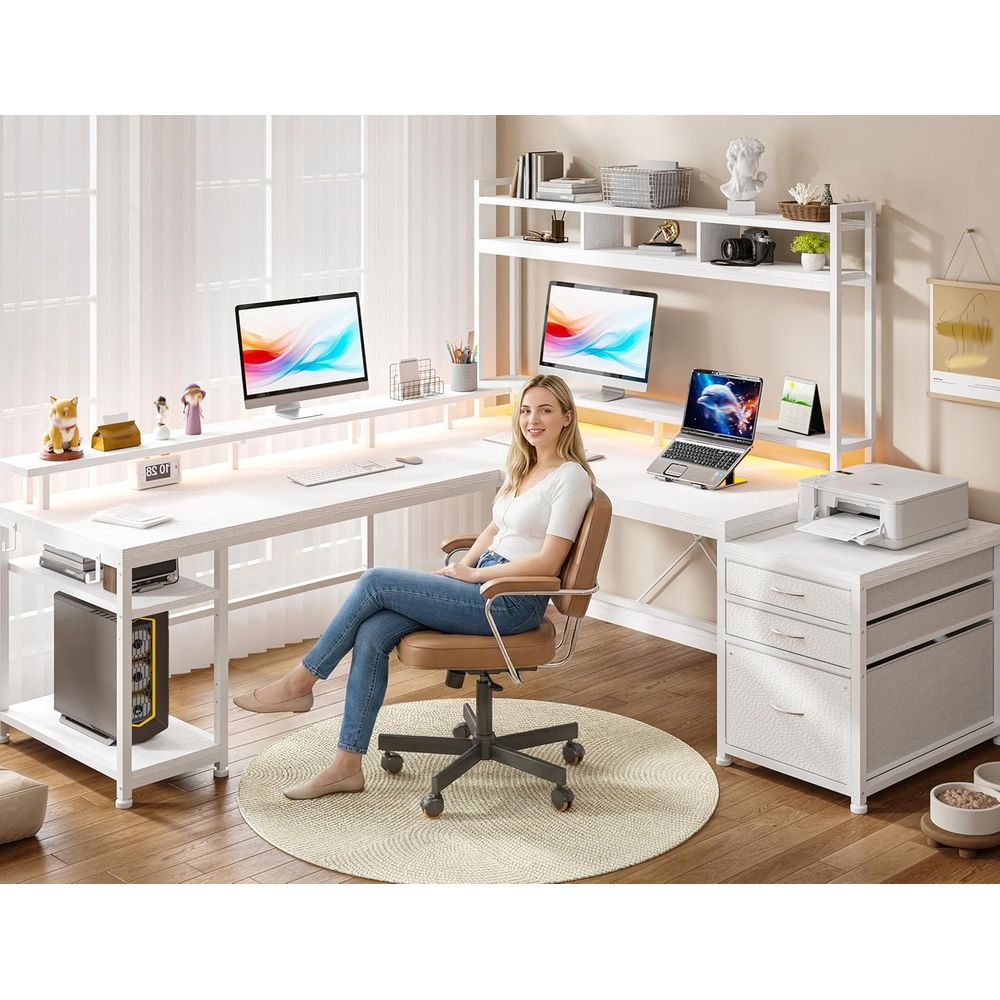 Meja Kerja Bentuk L 104-inci u - Desk Setup No Monitor ulasan dan harga