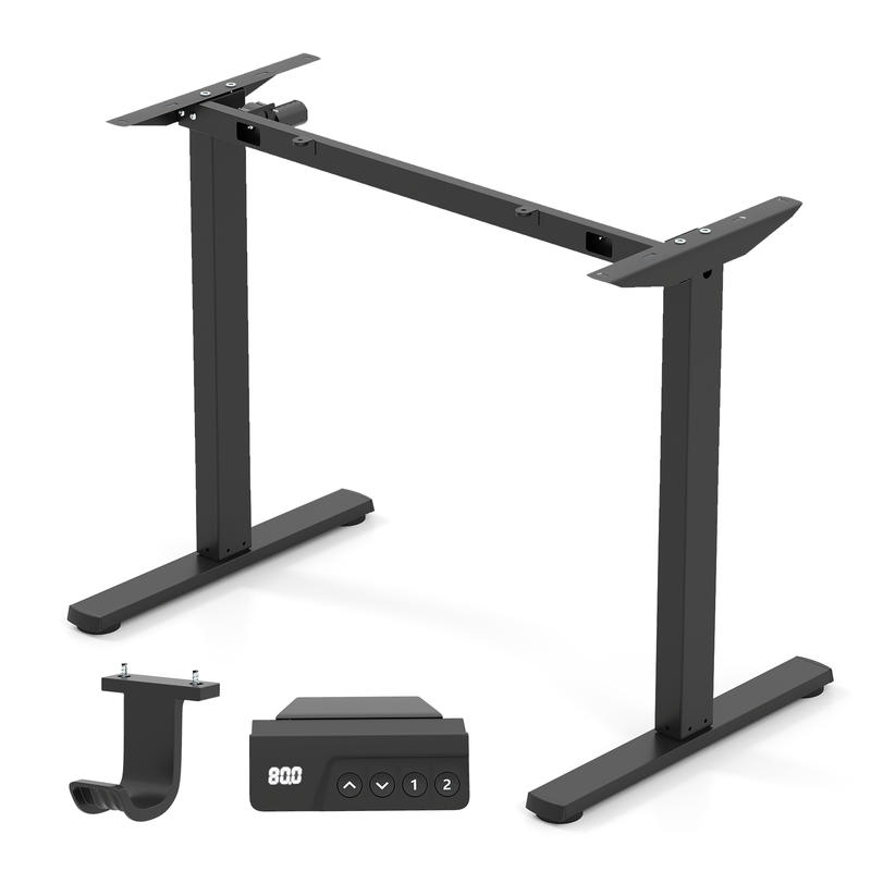 Rangka Meja Berdiri Elektrik,  - Desk Setup Black And Wood ulasan dan harga