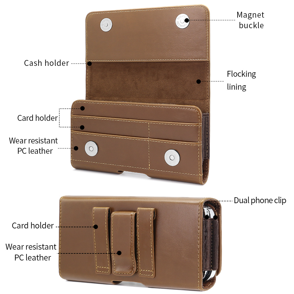 Kantong Ponsel Kulit PU Univer - Dual Phone Holder ulasan dan harga