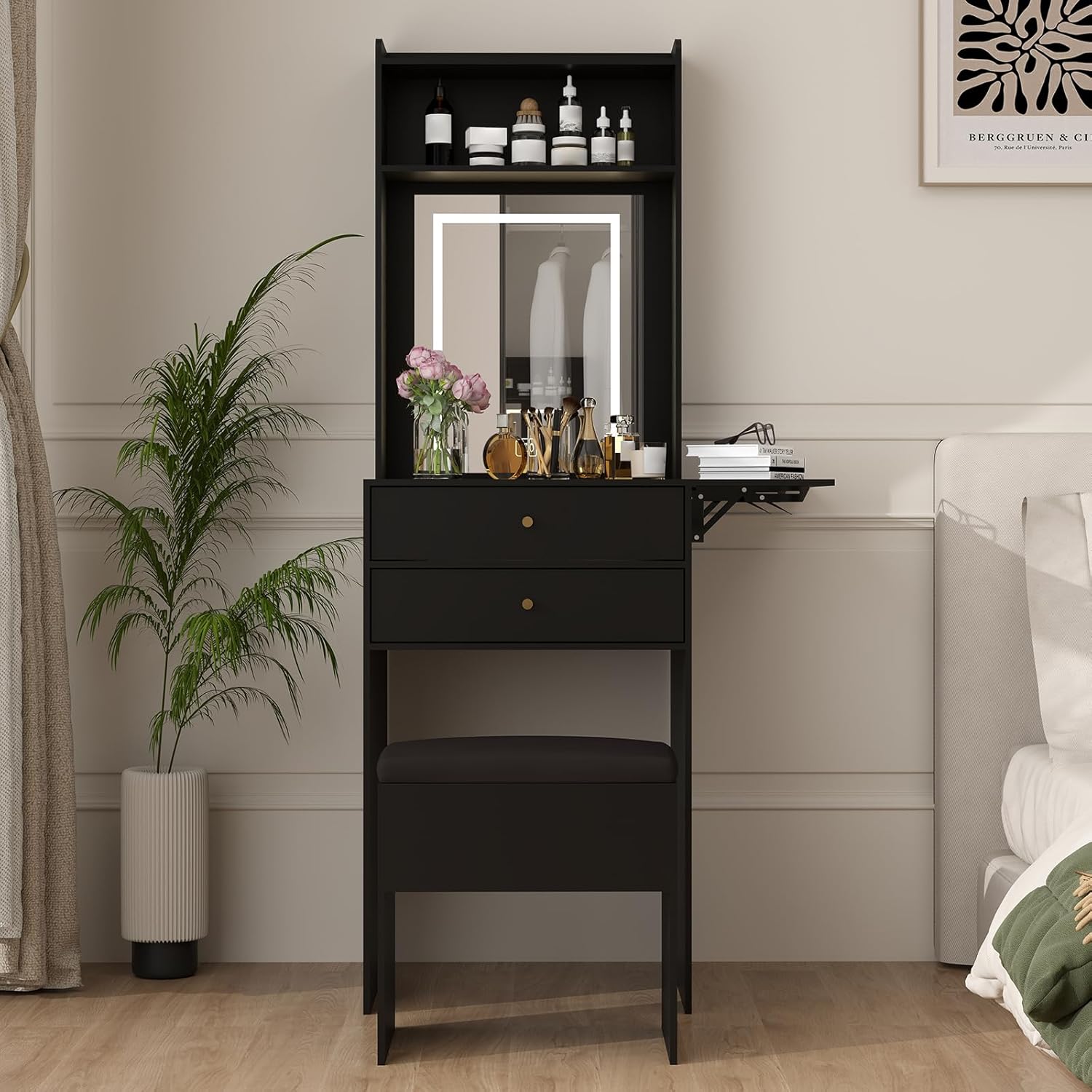 Set Meja Rias Mini Hitam untuk - Desk Setup Black And Wood ulasan dan harga