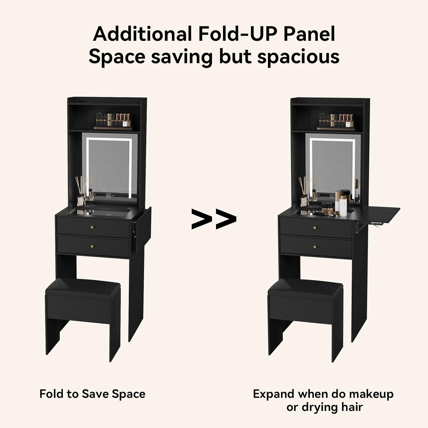 Set Meja Rias Mini Hitam untuk - Desk Setup Black And Wood ulasan dan harga