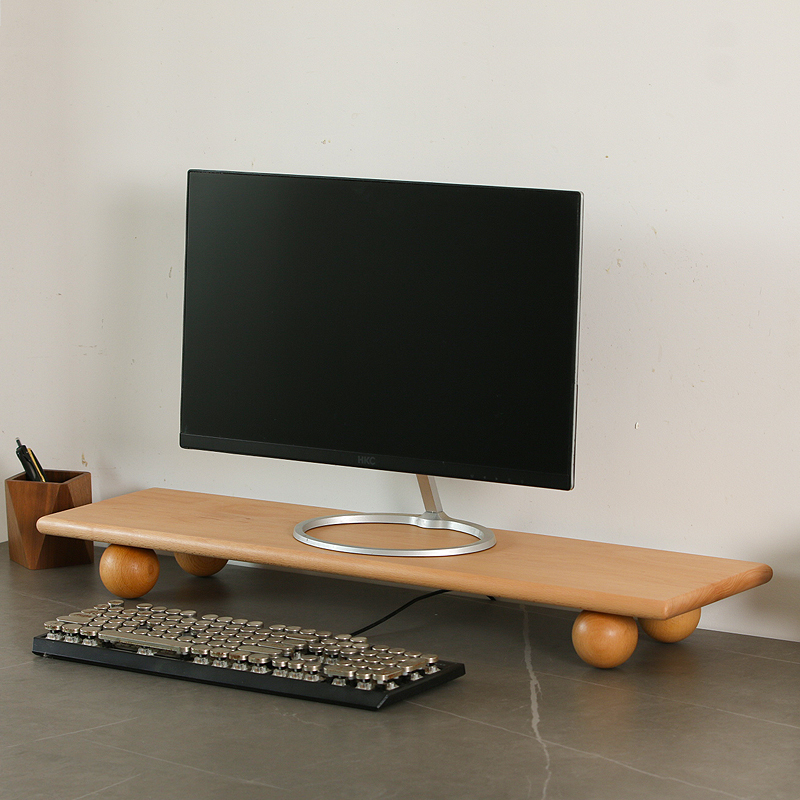 Penyangga Monitor Kayu Solid,  - Desk Setup Laptop And Monitor ulasan dan harga