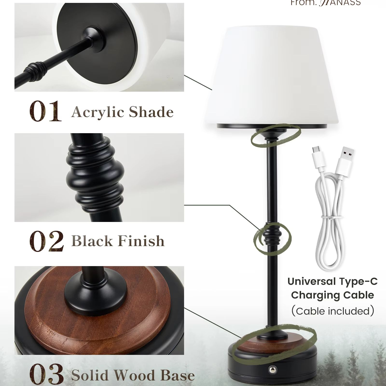Lampu Meja Tanpa Kabel Set Lam - Desk Setup Study ulasan dan harga