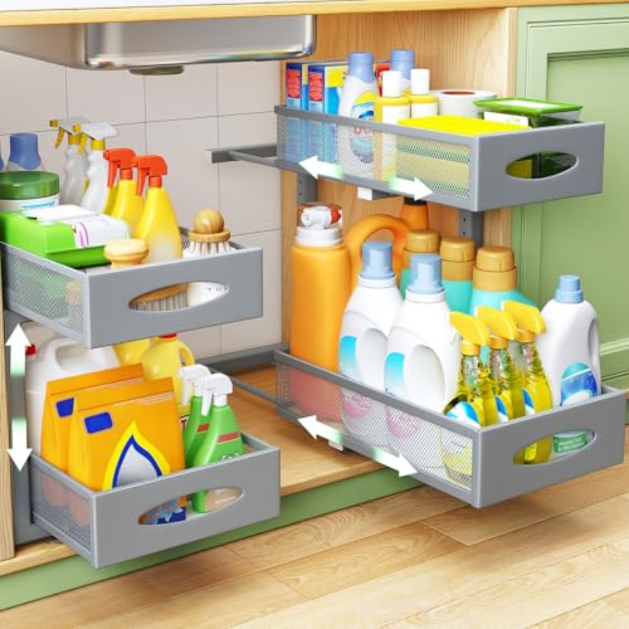 Organizer Bawah Wastafel, Rak  - Drawer Organizer Bamboo ulasan dan harga