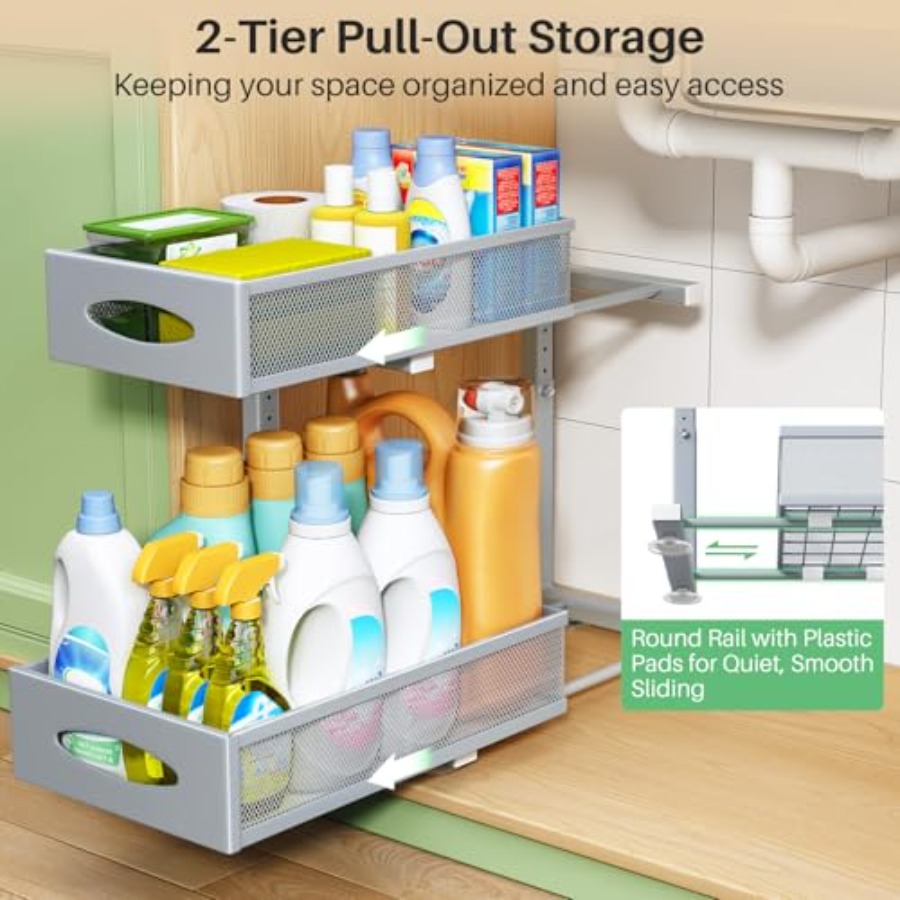 Organizer Bawah Wastafel, Rak  - Drawer Organizer Bamboo ulasan dan harga