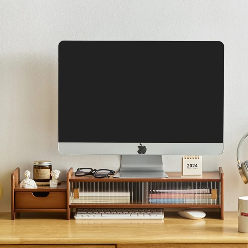 ‌ Dudukan Monitor dengan Laci  - Drawer Organizer Bamboo ulasan dan harga