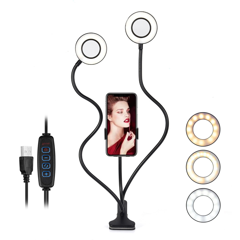 Lampu cincin Led lampu ganda,  - Dual Phone Holder ulasan dan harga