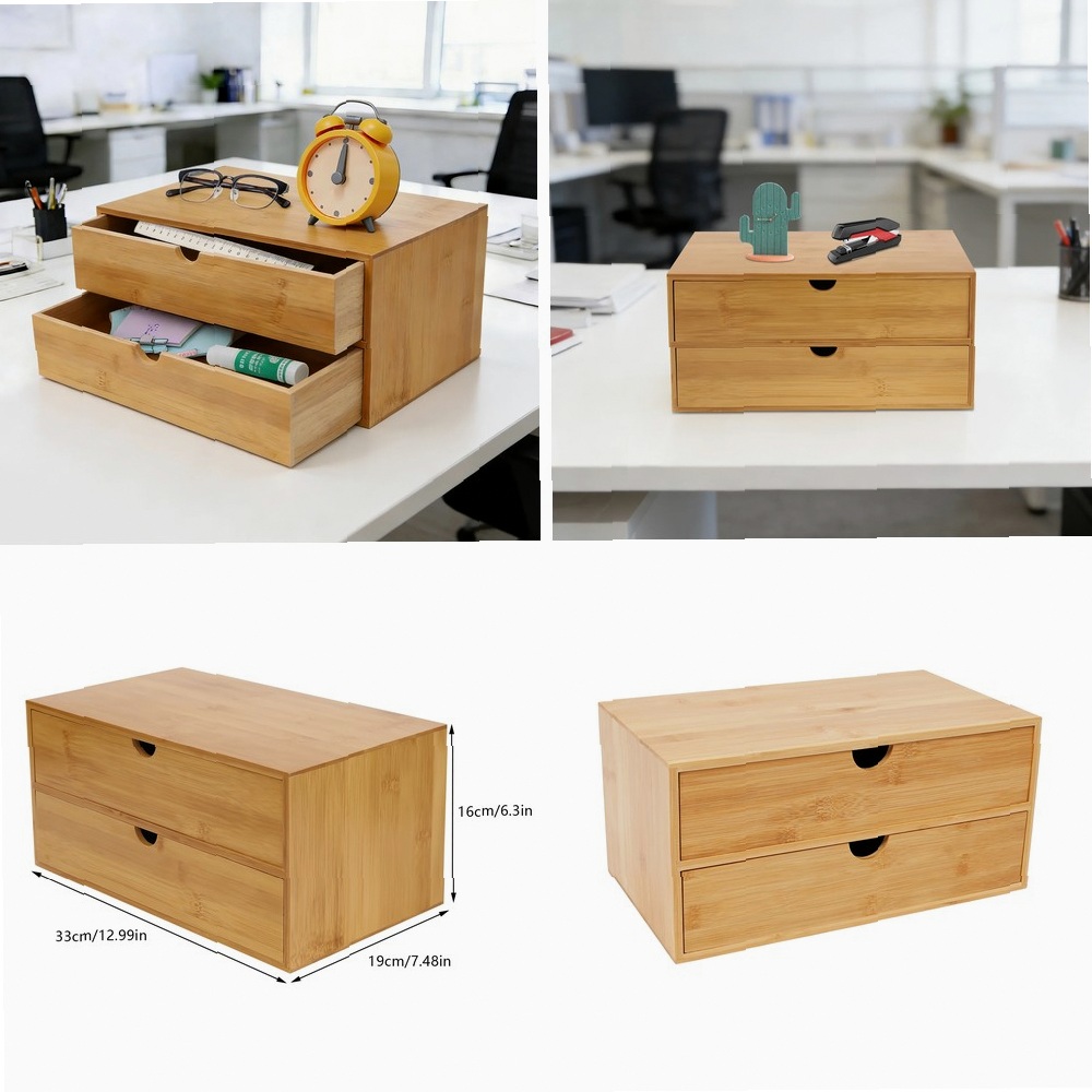 Organizer Meja, Kotak Penyimpa - Drawer Organizer Bamboo ulasan dan harga