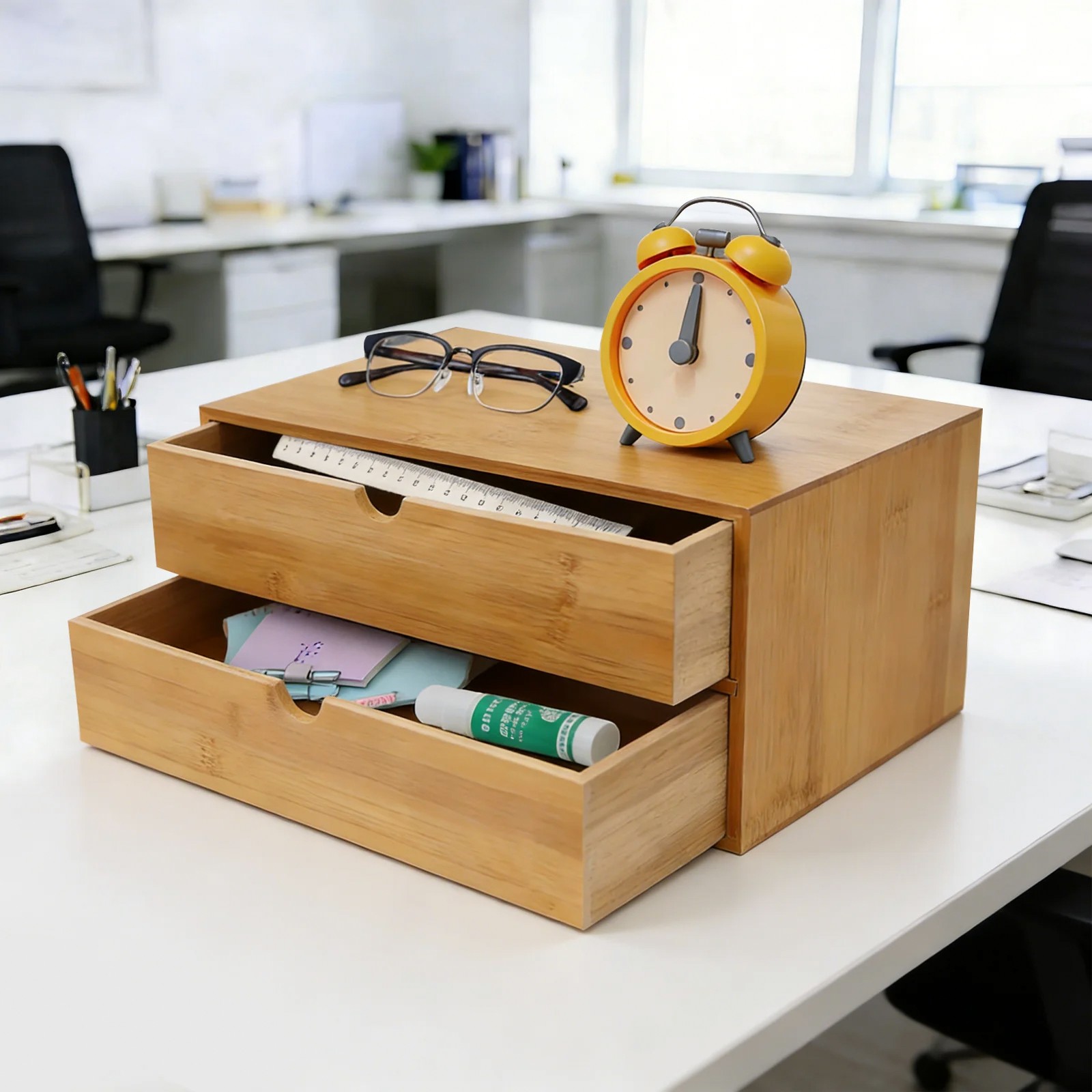Organizer Meja, Kotak Penyimpa - Drawer Organizer Bamboo ulasan dan harga