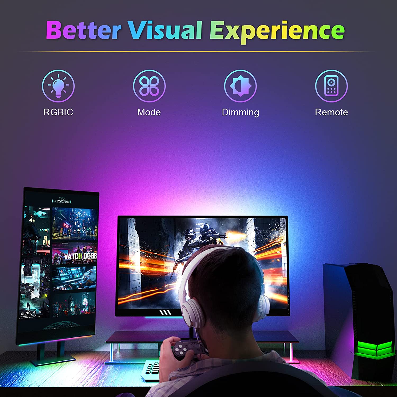 Lampu LED dekorasi ruang Game, - Desk Setup No Monitor ulasan dan harga